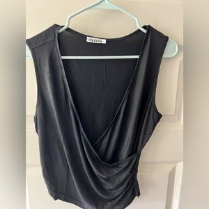 Black wrapped crop tank